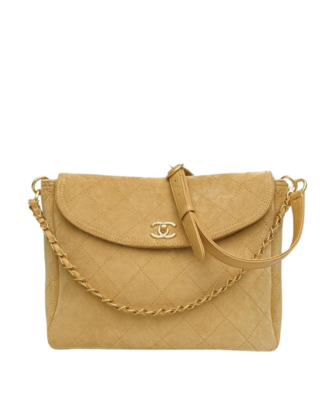 CHANEL Бежевая замшевая сумка через плечо, фото 1