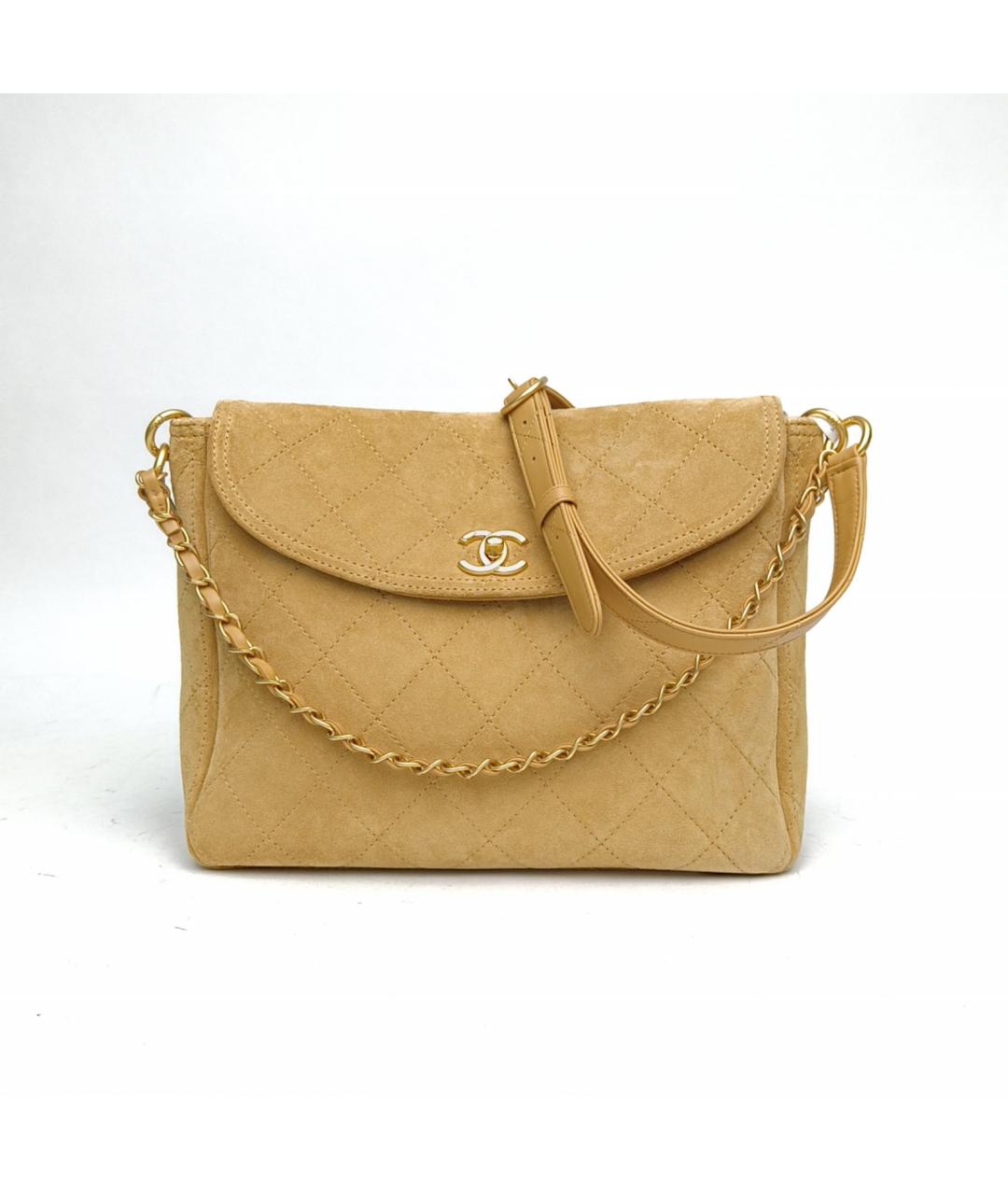 CHANEL Бежевая замшевая сумка через плечо, фото 2