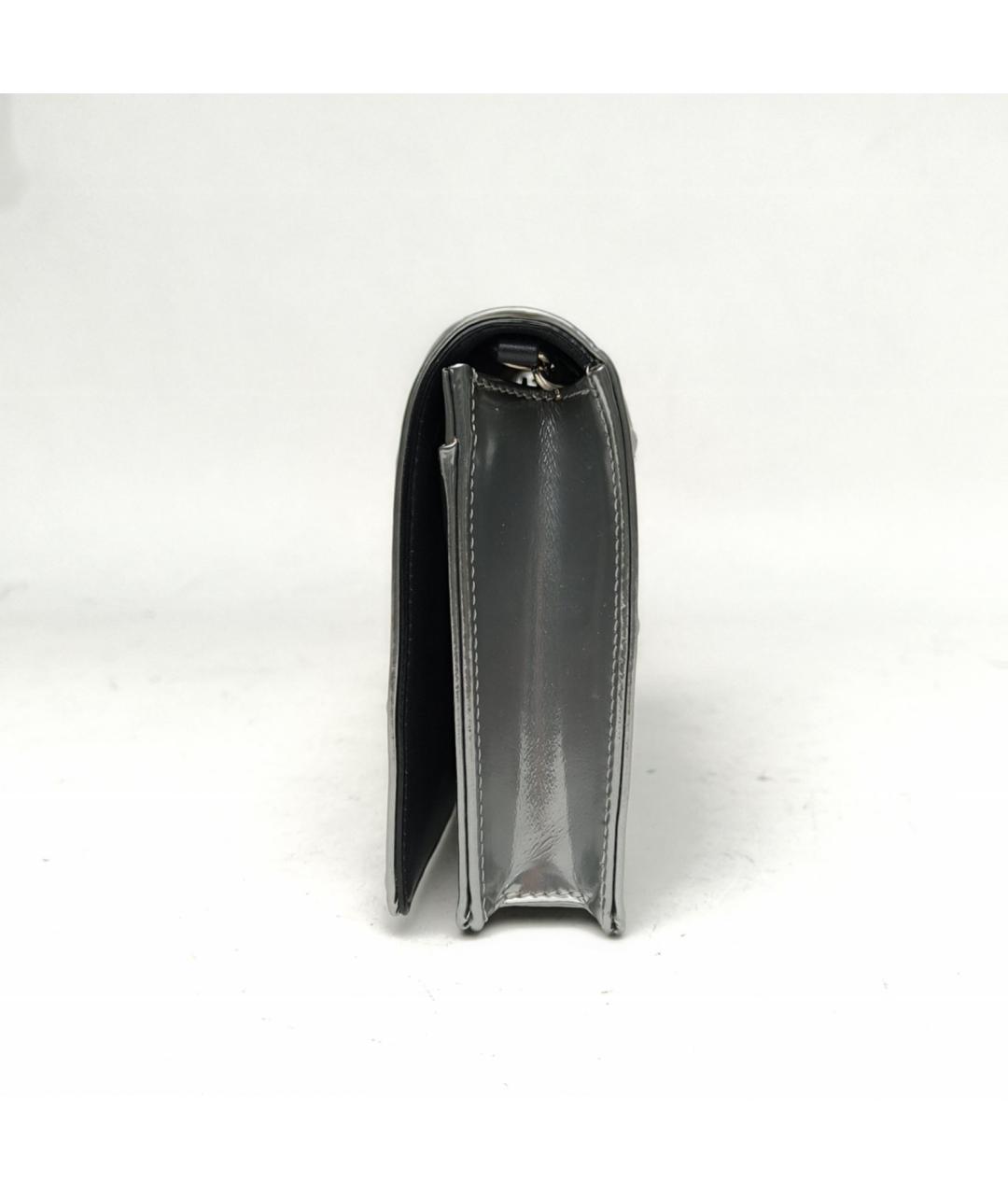 CHRISTIAN DIOR Серебряная сумка через плечо из лакированной кожи, фото 3