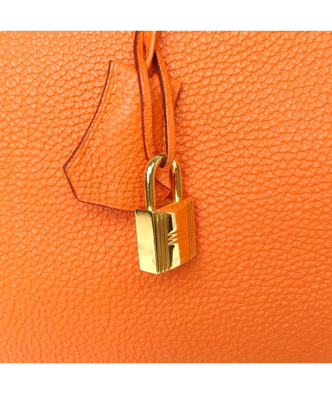 HERMES Оранжевая сумка с короткими ручками, фото 9