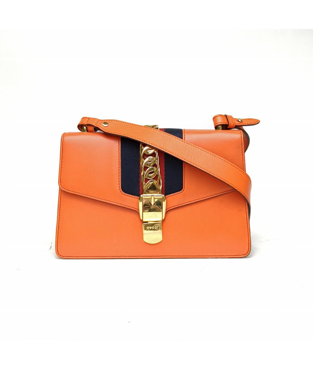 GUCCI Оранжевая кожаная сумка через плечо, фото 2