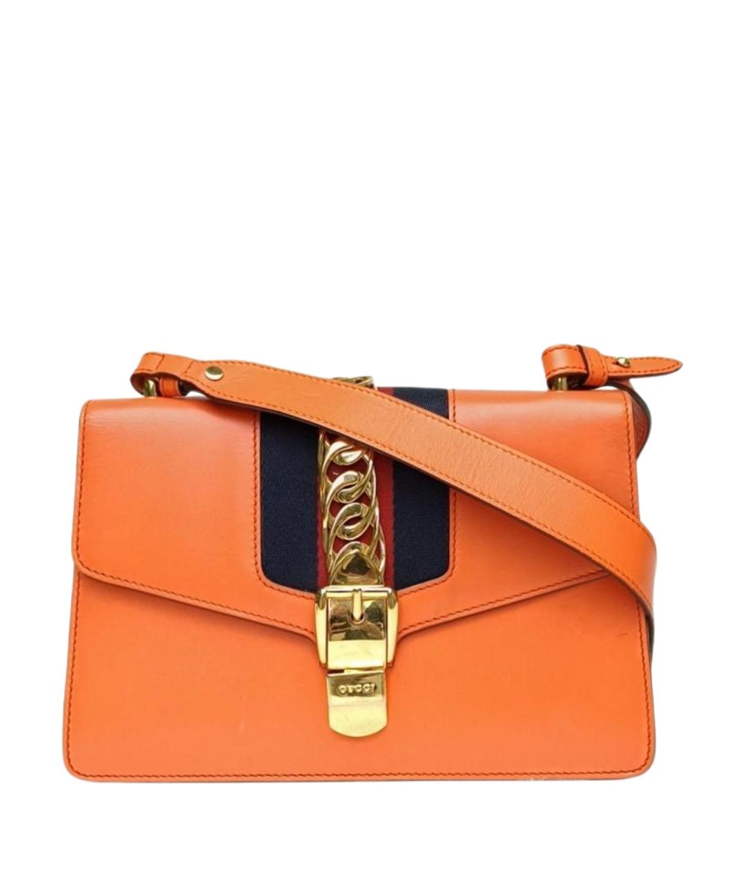 GUCCI Оранжевая кожаная сумка через плечо, фото 1