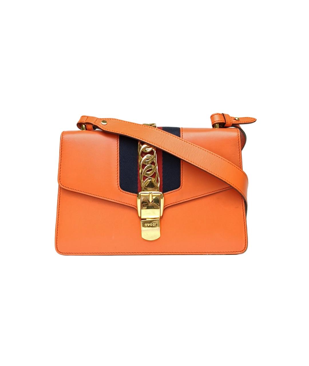 GUCCI Оранжевая кожаная сумка через плечо, фото 10