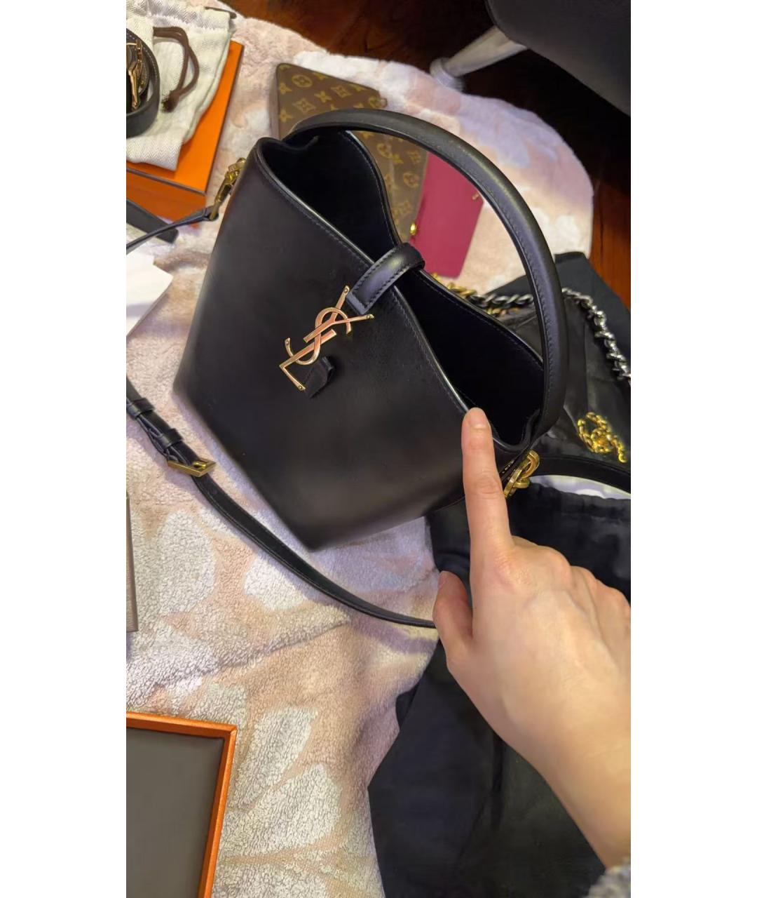 SAINT LAURENT Черная кожаная сумка через плечо, фото 9