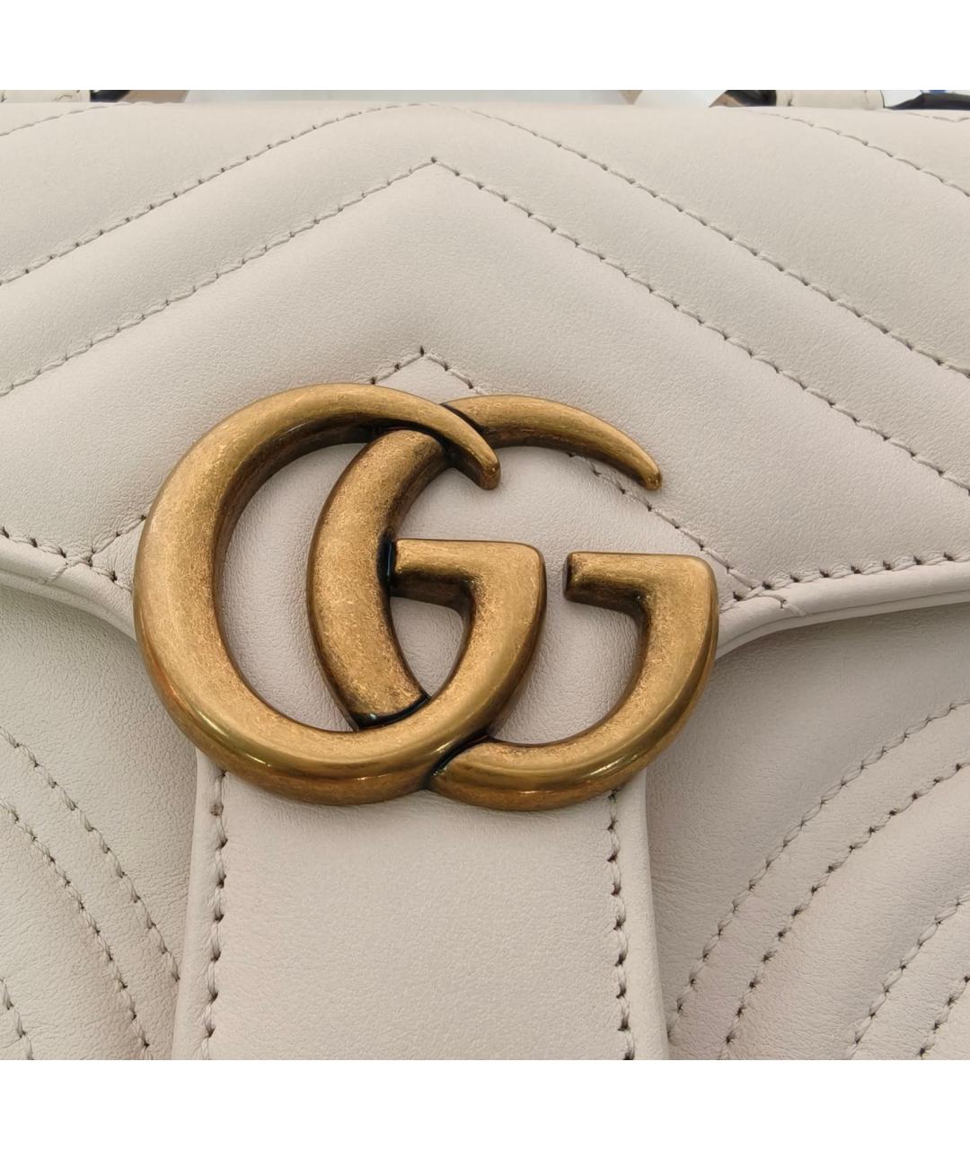 GUCCI Белая кожаная сумка через плечо, фото 6