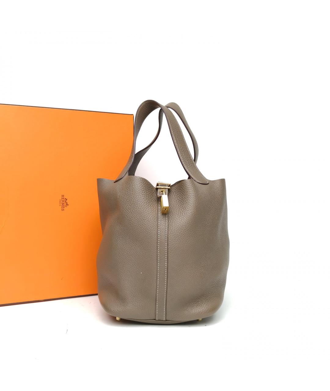 HERMES Коричневая сумка с короткими ручками, фото 9