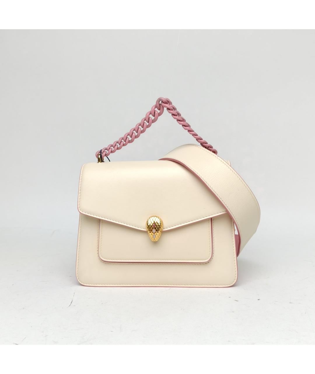 BVLGARI Бежевая кожаная сумка через плечо, фото 2