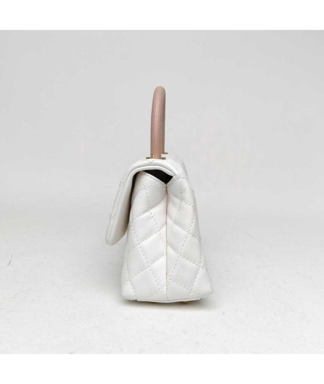 CHANEL Белая кожаная сумка через плечо, фото 3