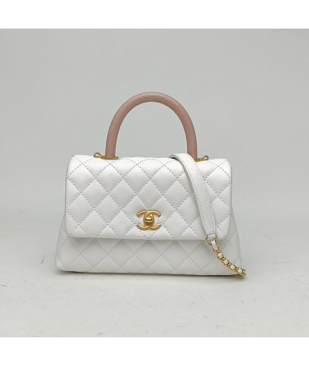 CHANEL Белая кожаная сумка через плечо, фото 2