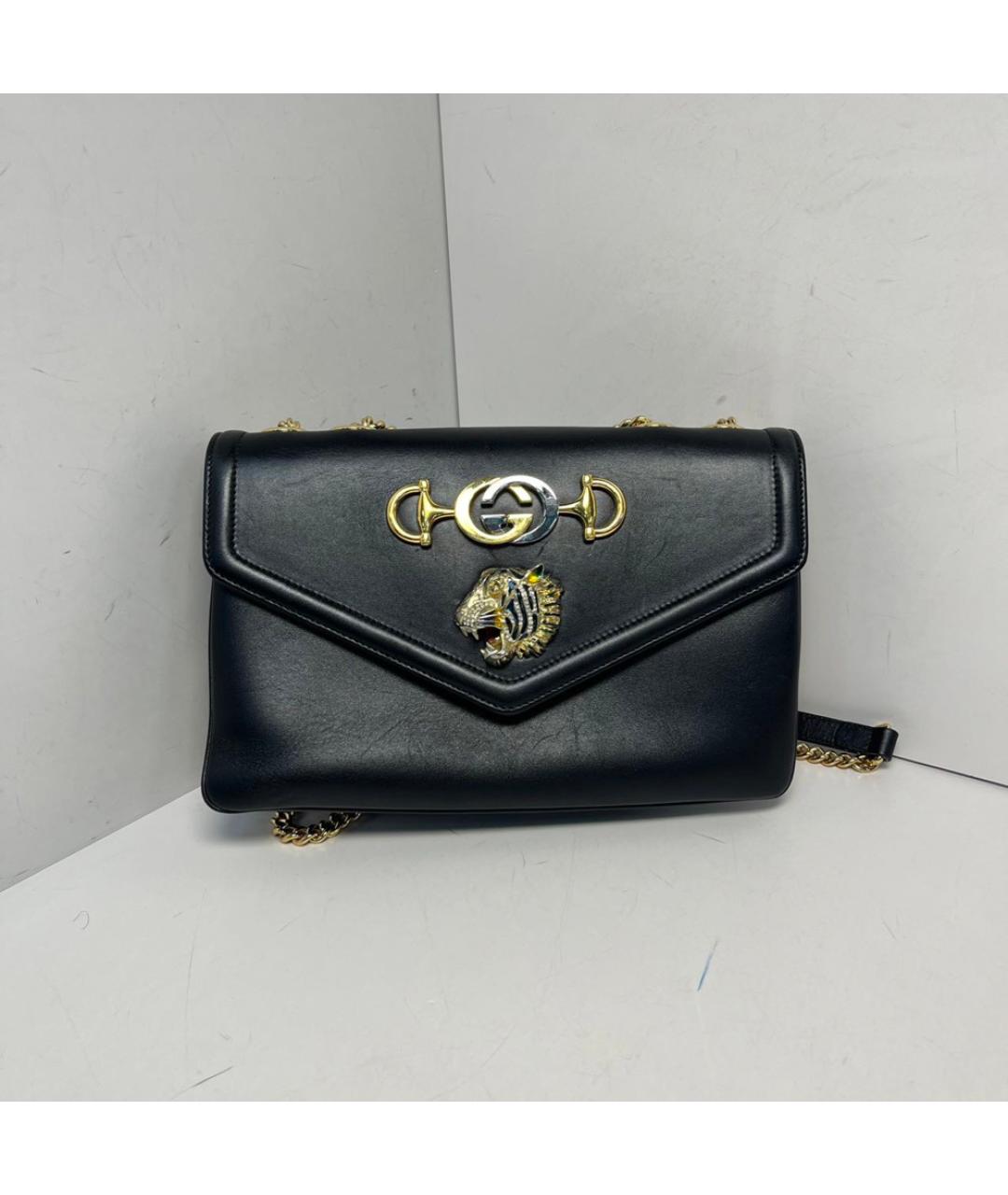 GUCCI Черная кожаная сумка через плечо, фото 9