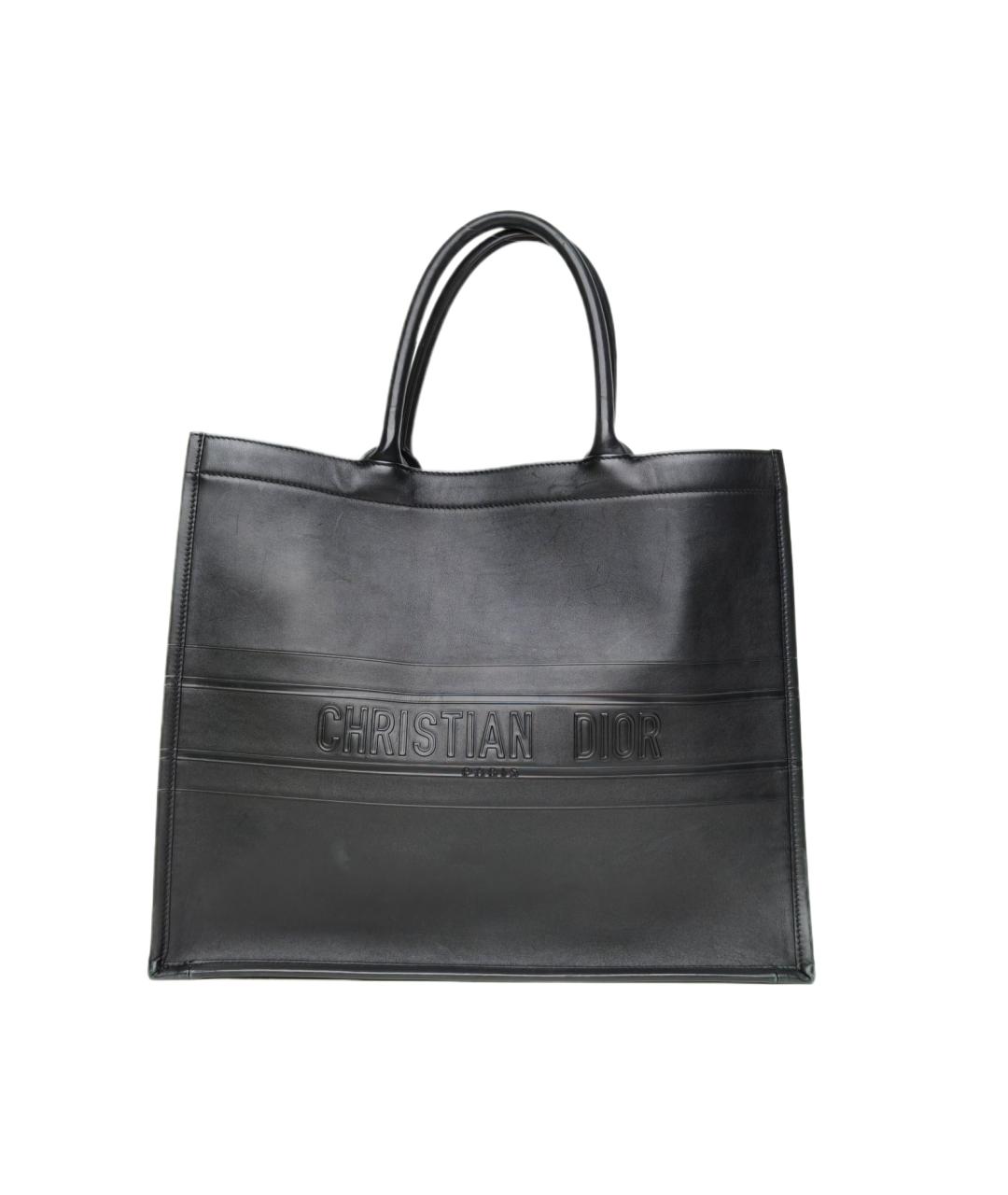CHRISTIAN DIOR Черная кожаная сумка тоут, фото 10