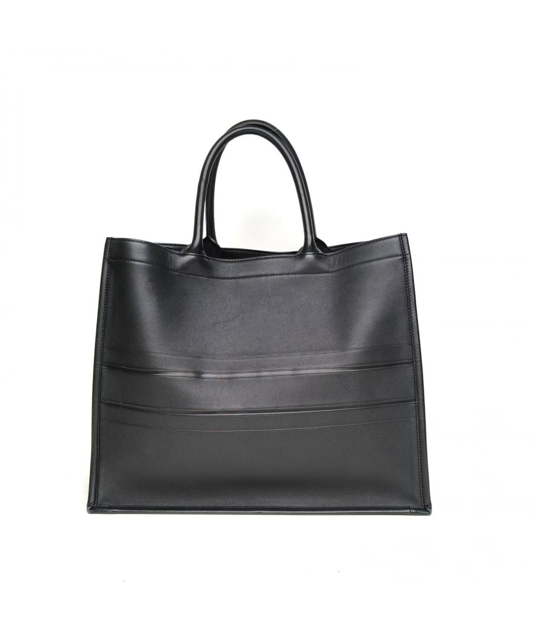 CHRISTIAN DIOR Черная кожаная сумка тоут, фото 4