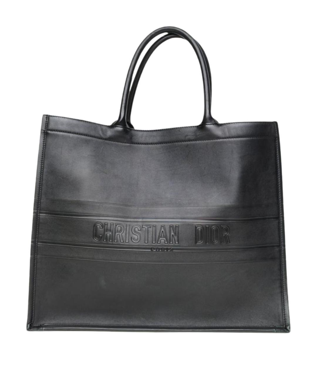 CHRISTIAN DIOR Черная кожаная сумка тоут, фото 1
