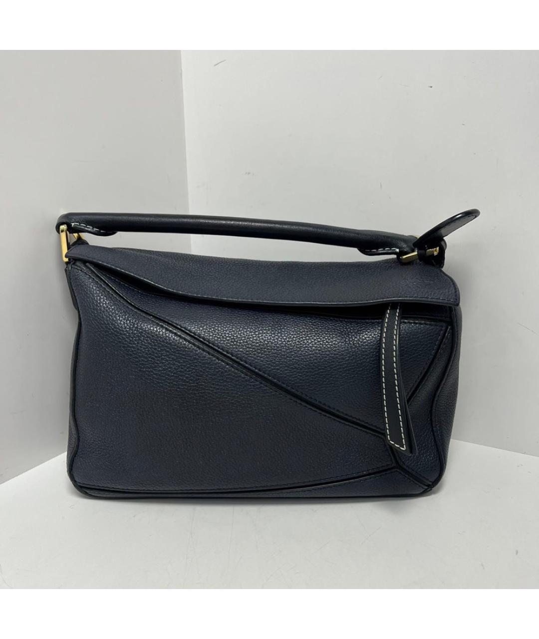 LOEWE Темно-синяя кожаная сумка через плечо, фото 8