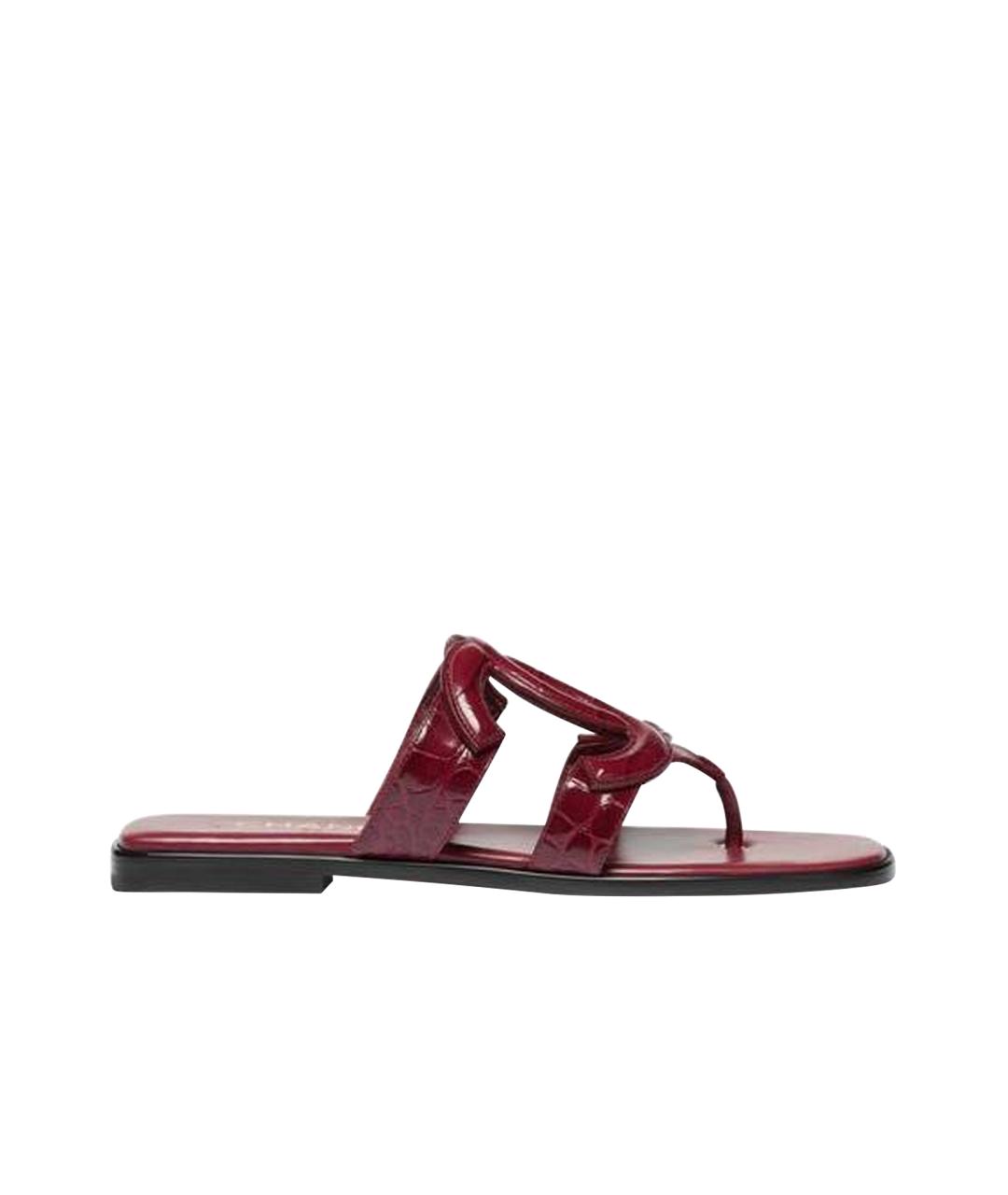 CHANEL Бордовые кожаные шлепанцы, фото 1