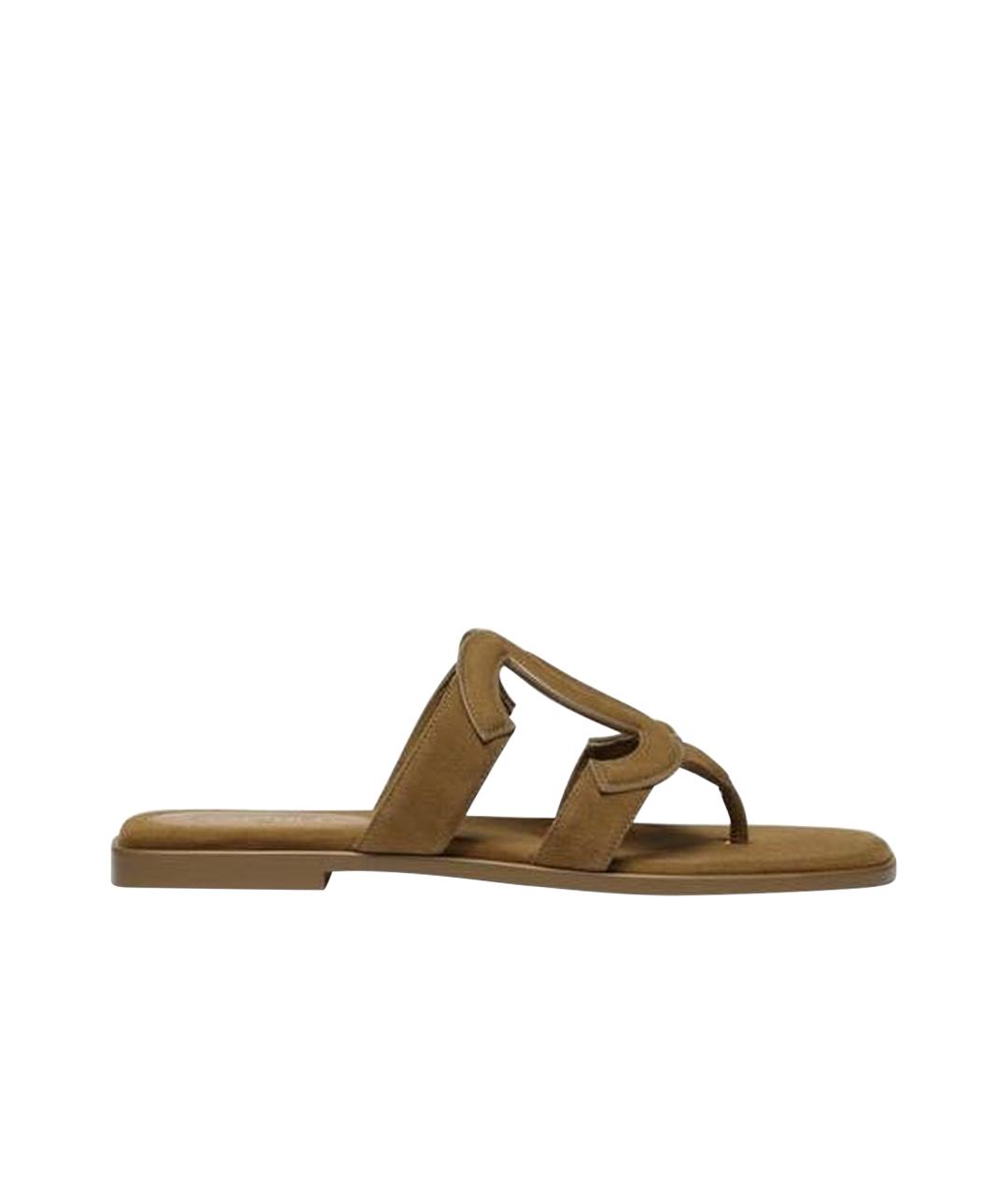 CHANEL Хаки замшевые шлепанцы, фото 1