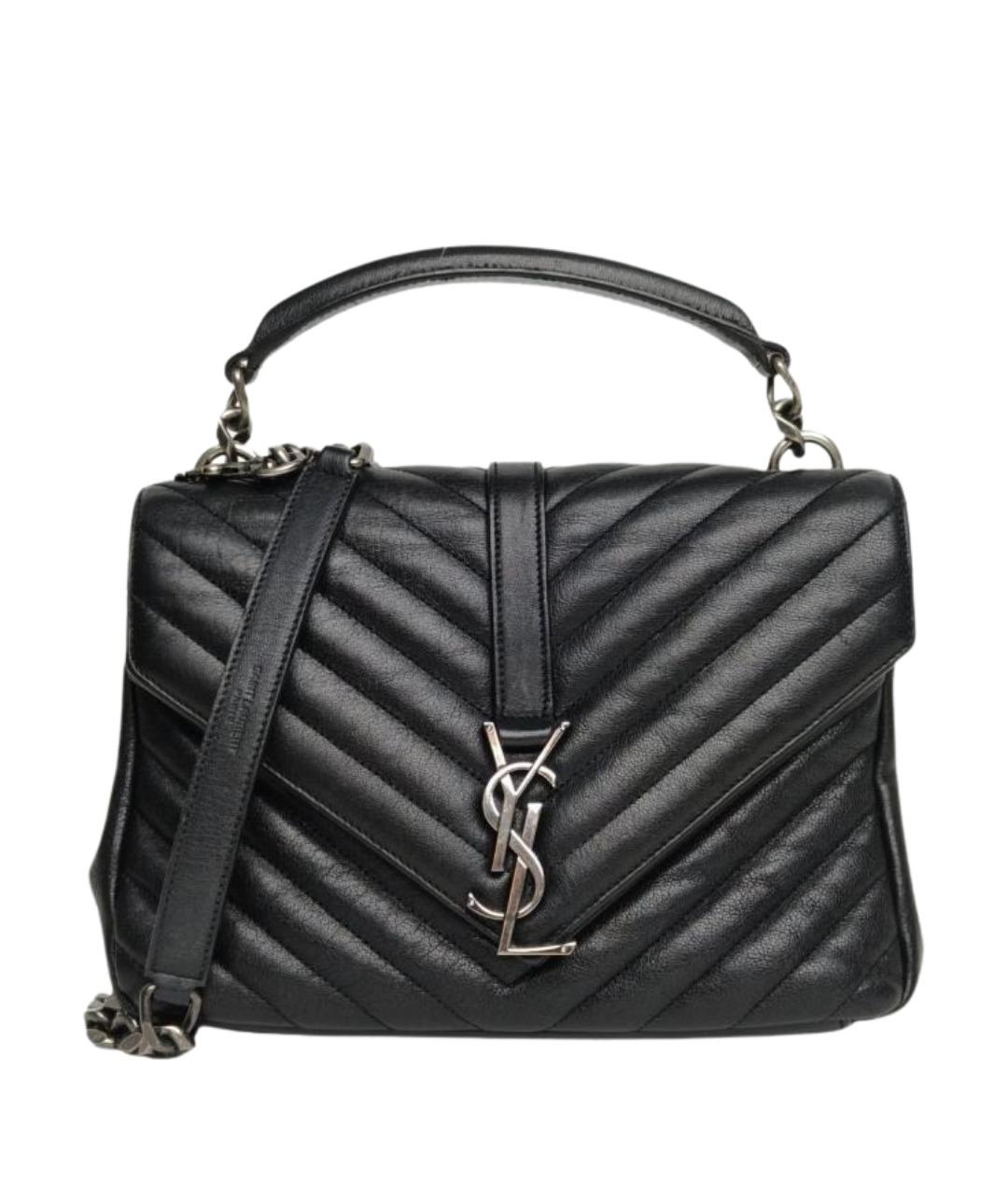 SAINT LAURENT Черная кожаная сумка через плечо, фото 1