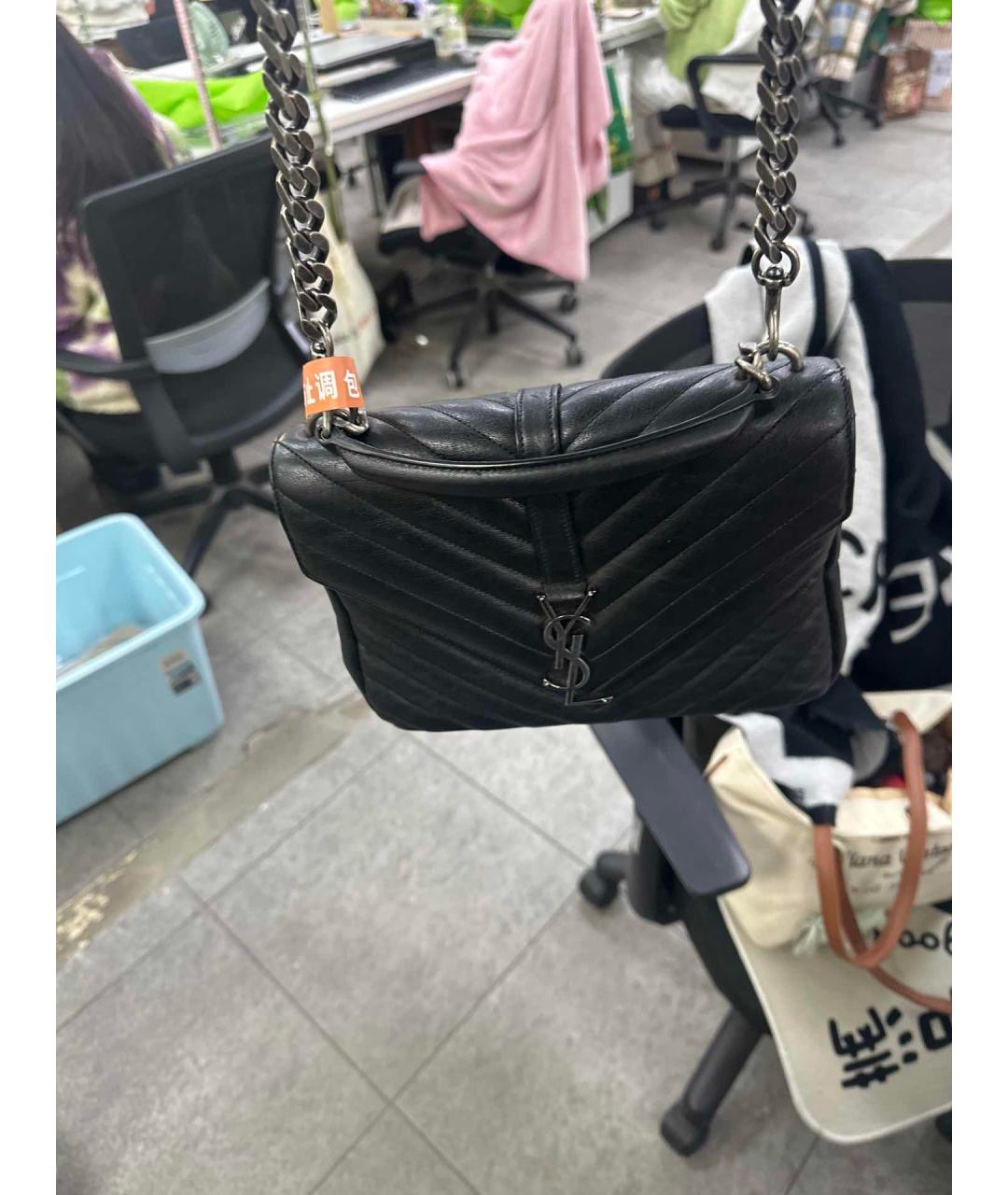 SAINT LAURENT Черная кожаная сумка через плечо, фото 9