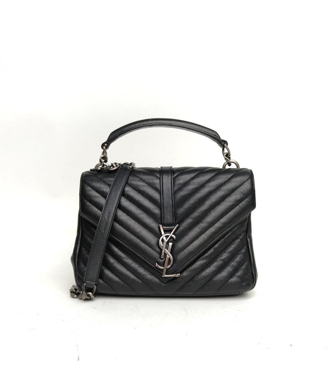 SAINT LAURENT Черная кожаная сумка через плечо, фото 2