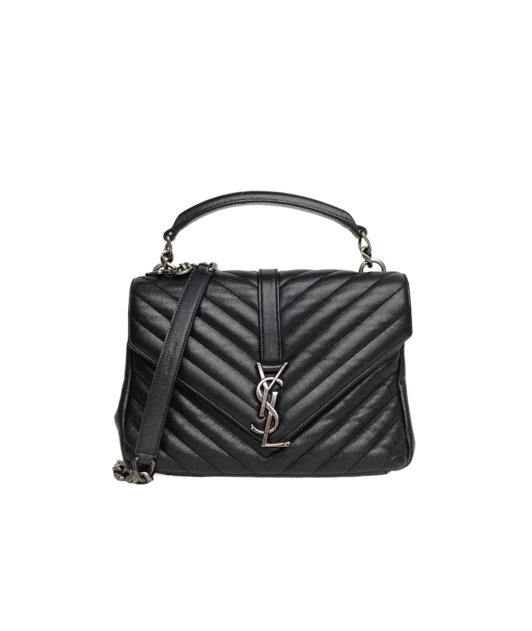 SAINT LAURENT Черная кожаная сумка через плечо, фото 10