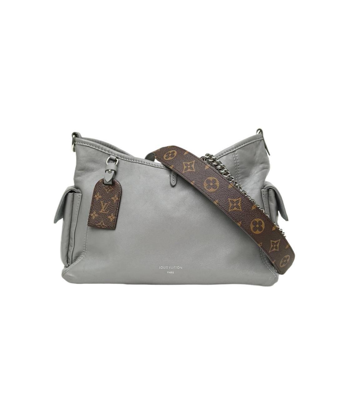 LOUIS VUITTON Серая кожаная сумка через плечо, фото 10
