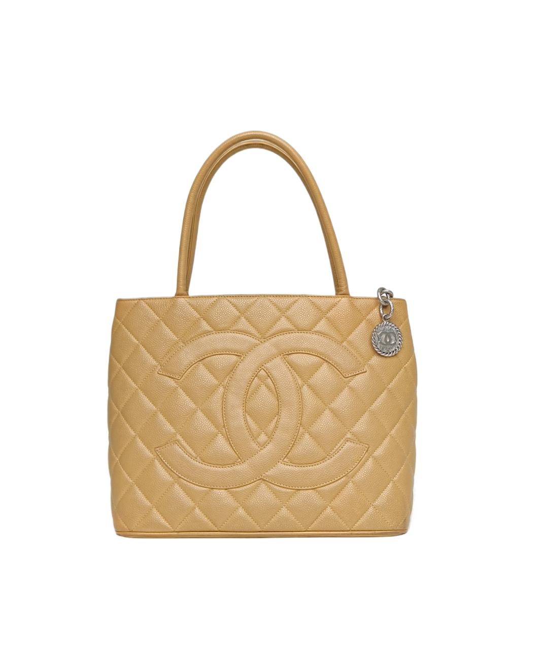 CHANEL Бежевая кожаная сумка тоут, фото 10