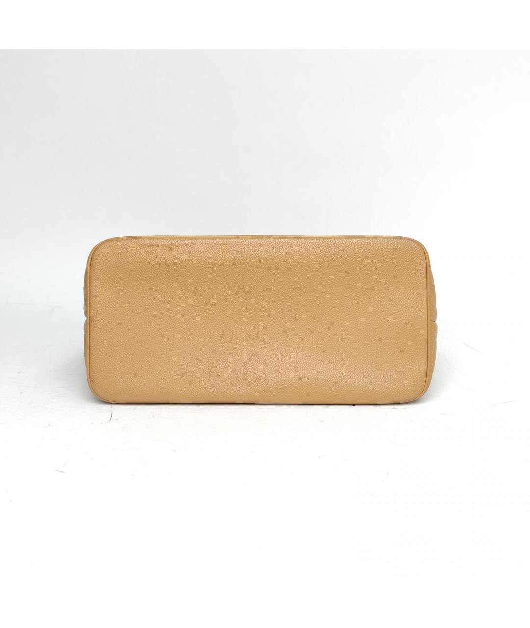 CHANEL Бежевая кожаная сумка тоут, фото 6