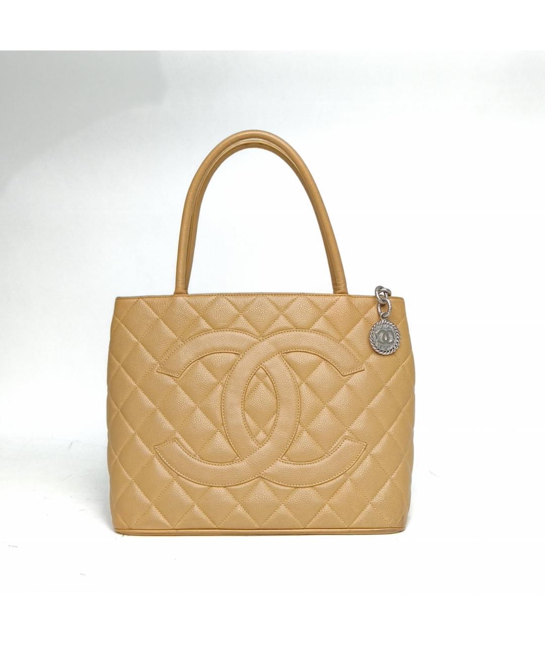 CHANEL Бежевая кожаная сумка тоут, фото 2