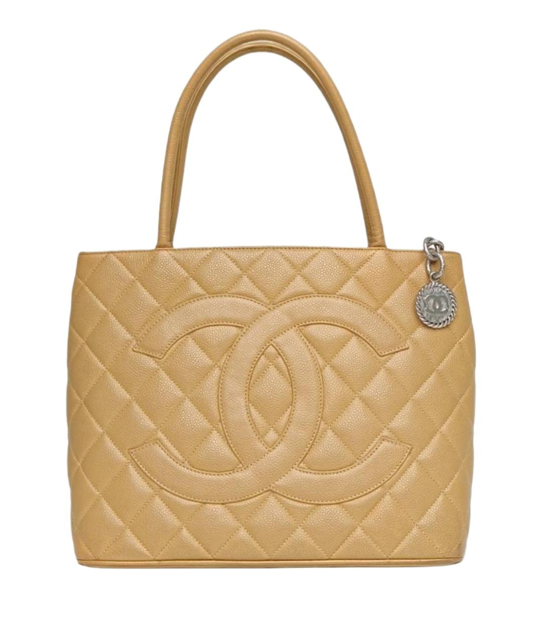 CHANEL Бежевая кожаная сумка тоут, фото 1