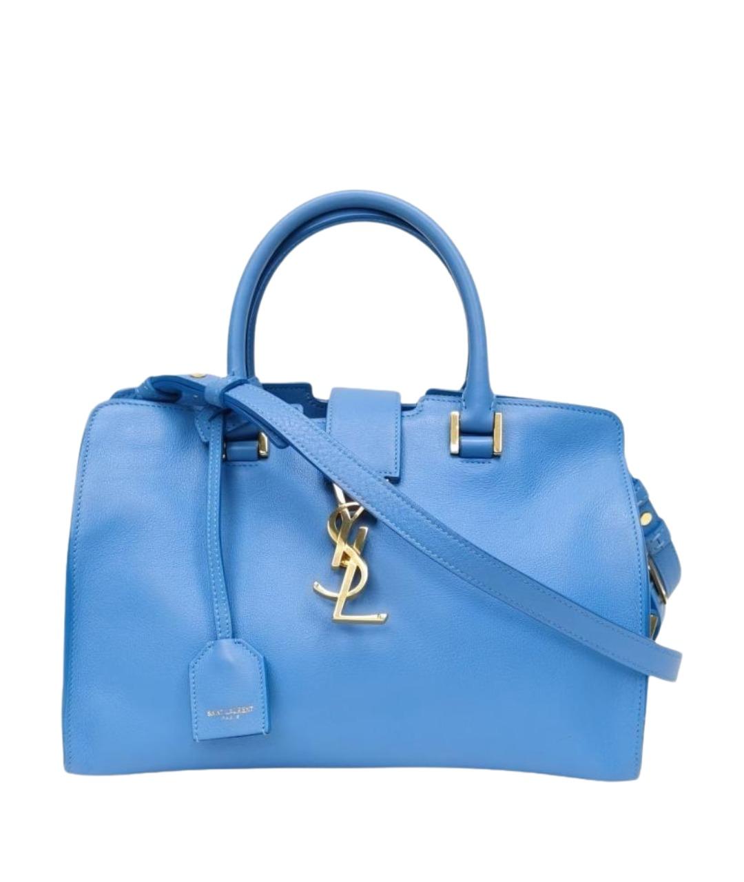 SAINT LAURENT Синяя кожаная сумка с короткими ручками, фото 1