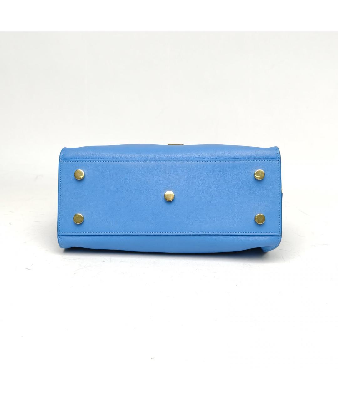 SAINT LAURENT Синяя кожаная сумка с короткими ручками, фото 6