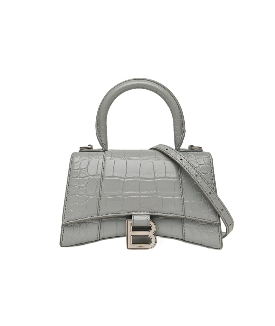 BALENCIAGA Серая кожаная сумка с короткими ручками, фото 10