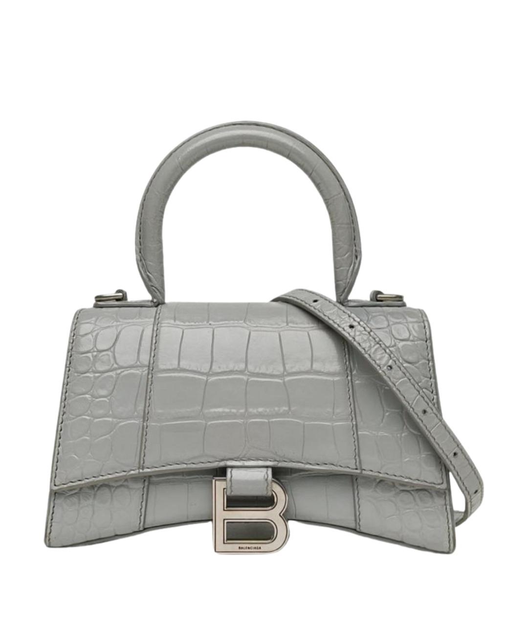 BALENCIAGA Серая кожаная сумка с короткими ручками, фото 1