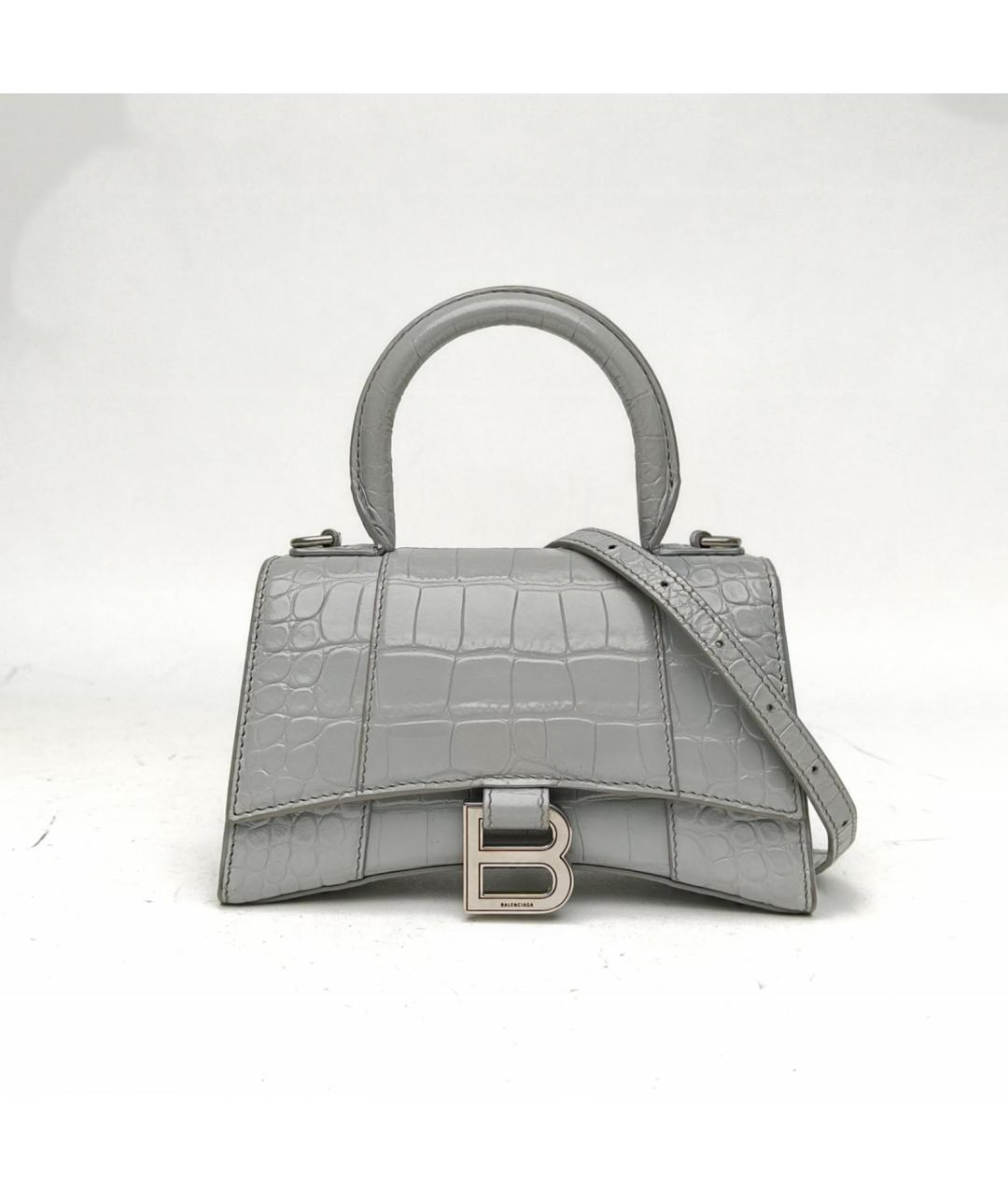 BALENCIAGA Серая кожаная сумка с короткими ручками, фото 2