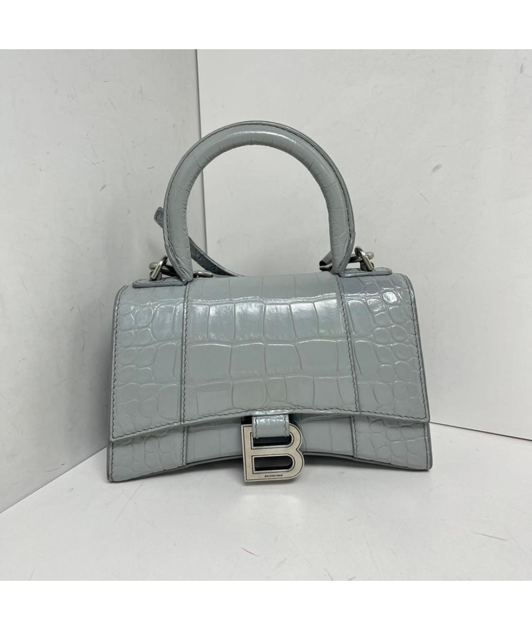 BALENCIAGA Серая кожаная сумка с короткими ручками, фото 9