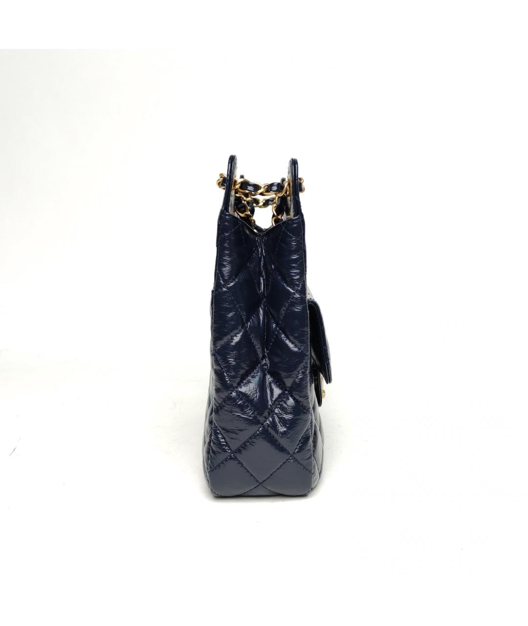 CHANEL Темно-синяя кожаная сумка через плечо, фото 5