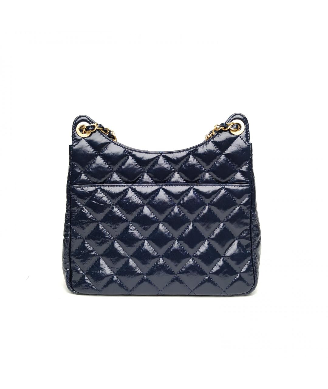 CHANEL Темно-синяя кожаная сумка через плечо, фото 4