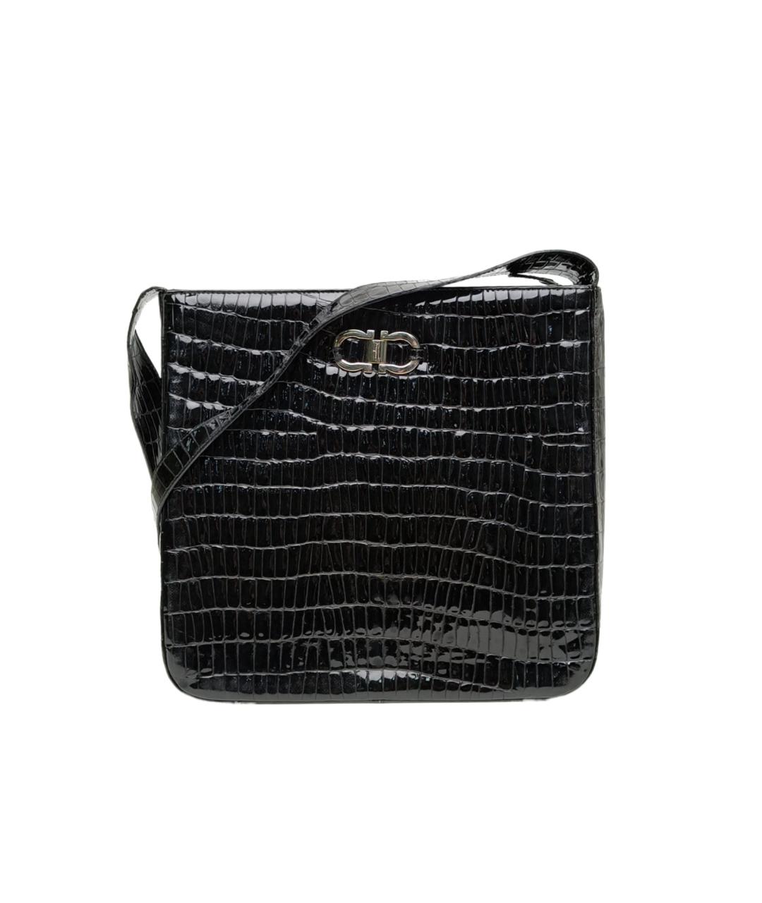 FERRAGAMO Черная кожаная сумка через плечо, фото 10