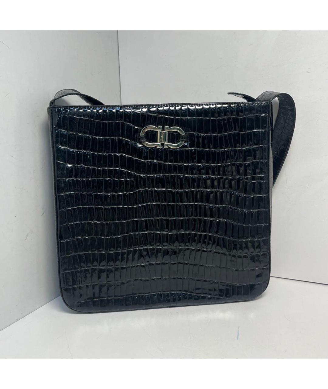 FERRAGAMO Черная кожаная сумка через плечо, фото 9