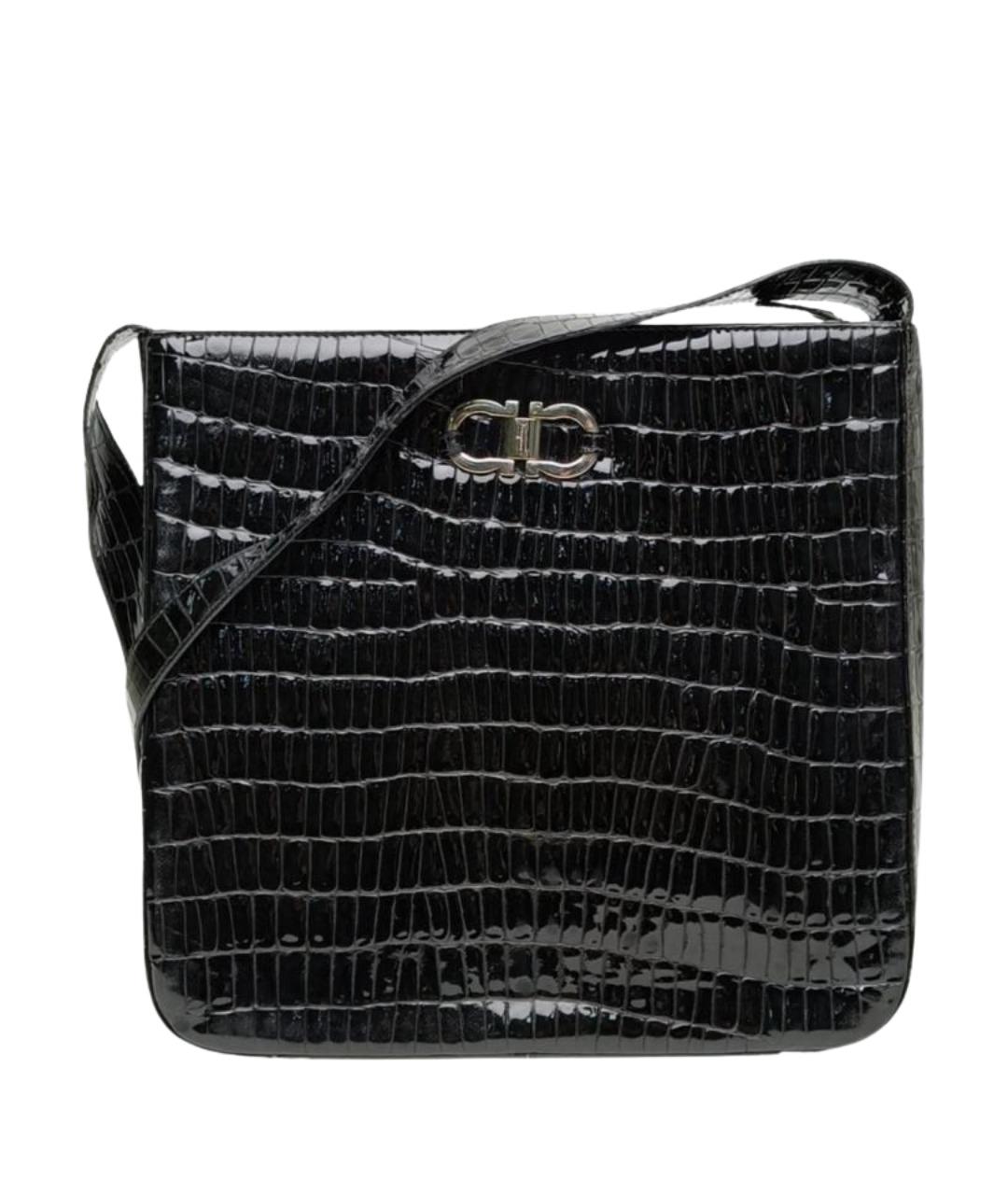 FERRAGAMO Черная кожаная сумка через плечо, фото 1