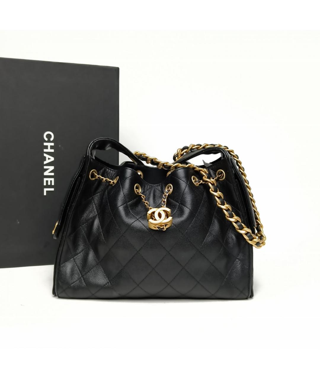 CHANEL Черная кожаная сумка через плечо, фото 9
