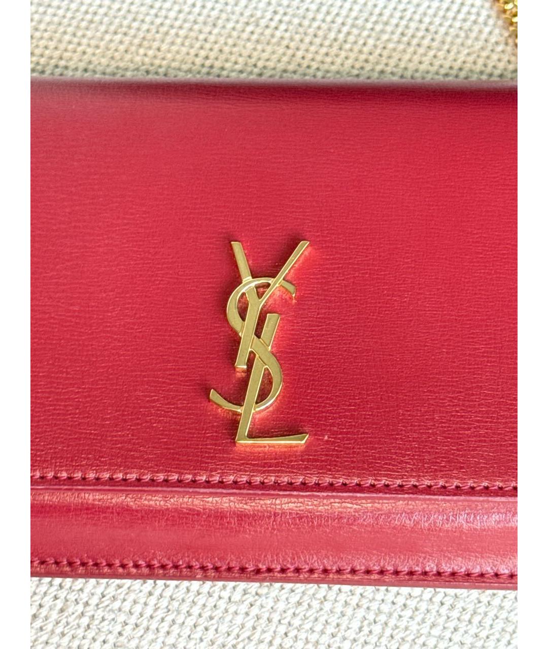 SAINT LAURENT Красная кожаная сумка через плечо, фото 7