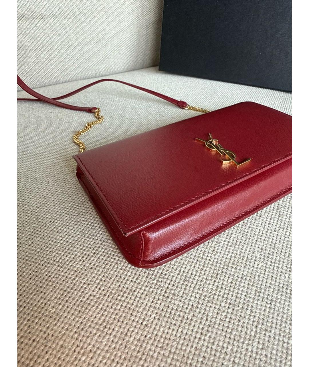 SAINT LAURENT Красная кожаная сумка через плечо, фото 5