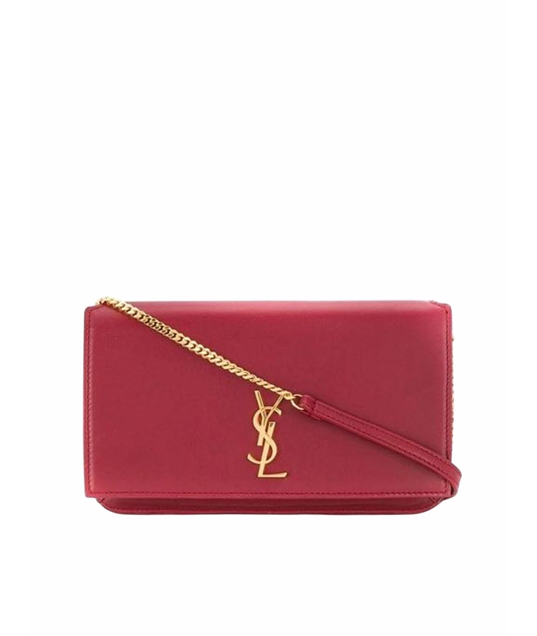 SAINT LAURENT Красная кожаная сумка через плечо, фото 1