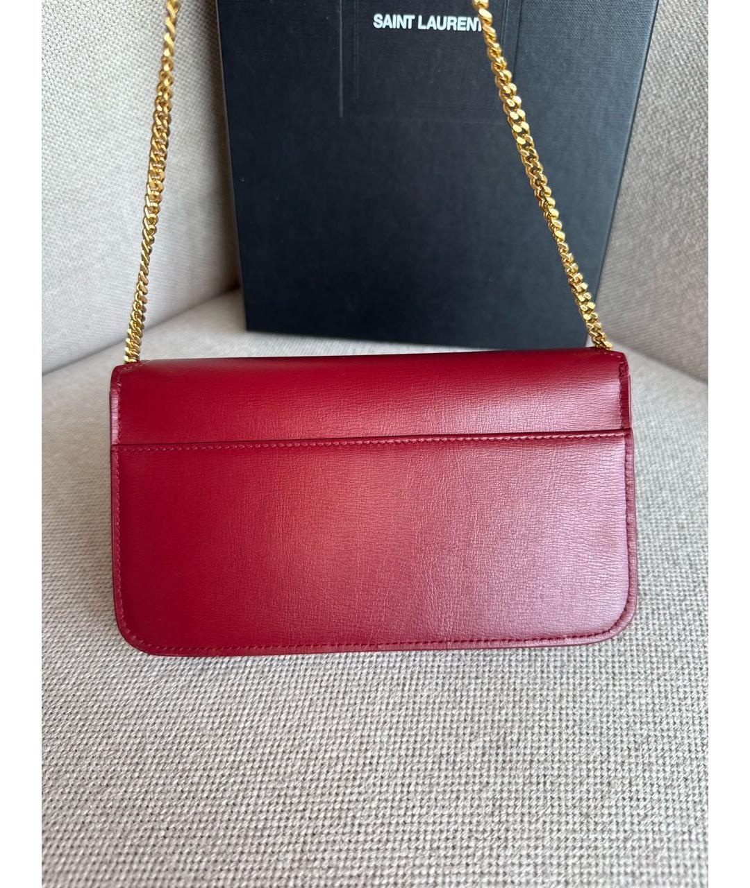 SAINT LAURENT Красная кожаная сумка через плечо, фото 4