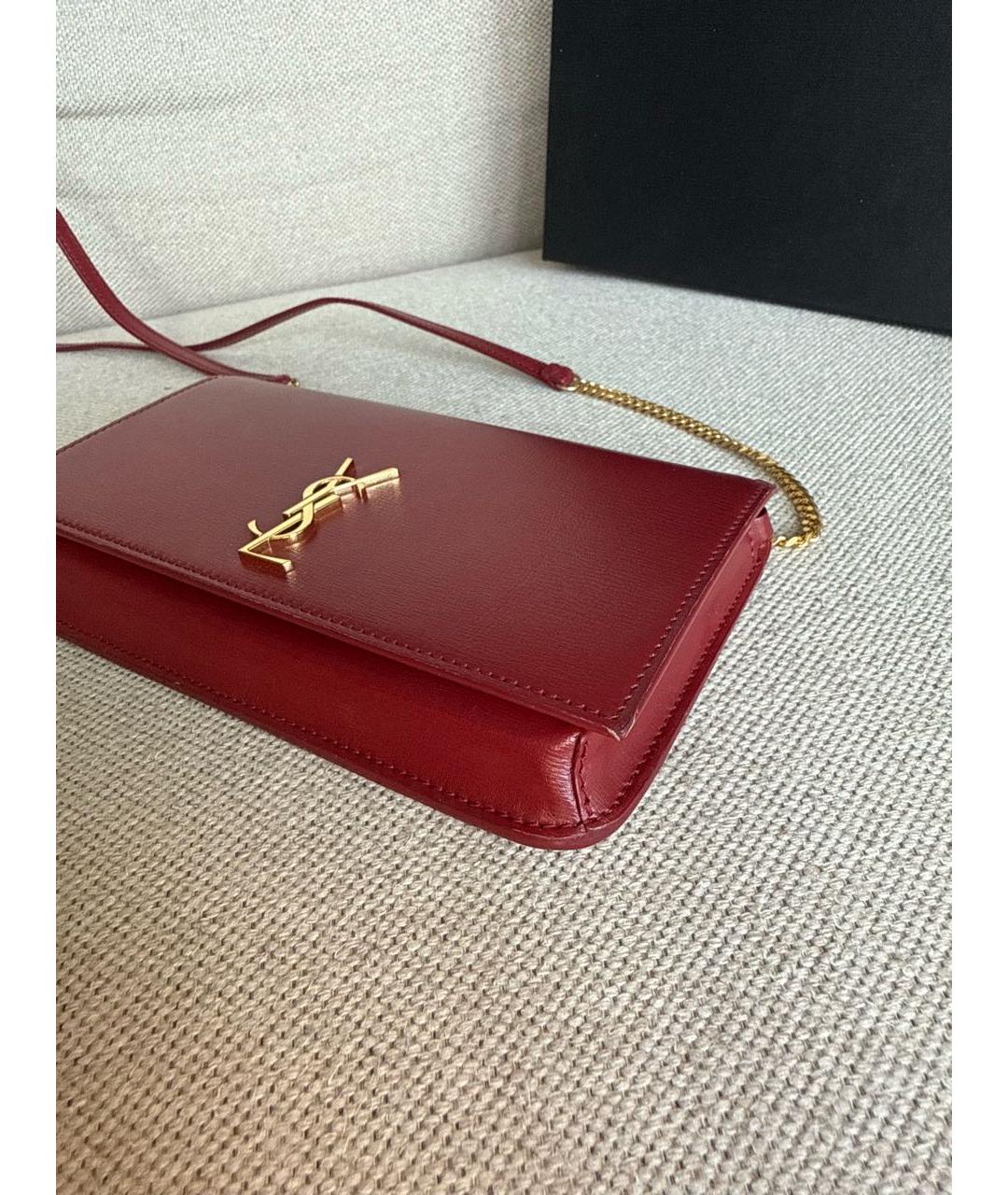 SAINT LAURENT Красная кожаная сумка через плечо, фото 6