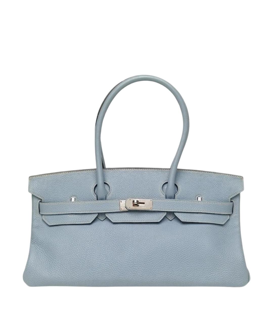 HERMES Голубая сумка с короткими ручками, фото 1