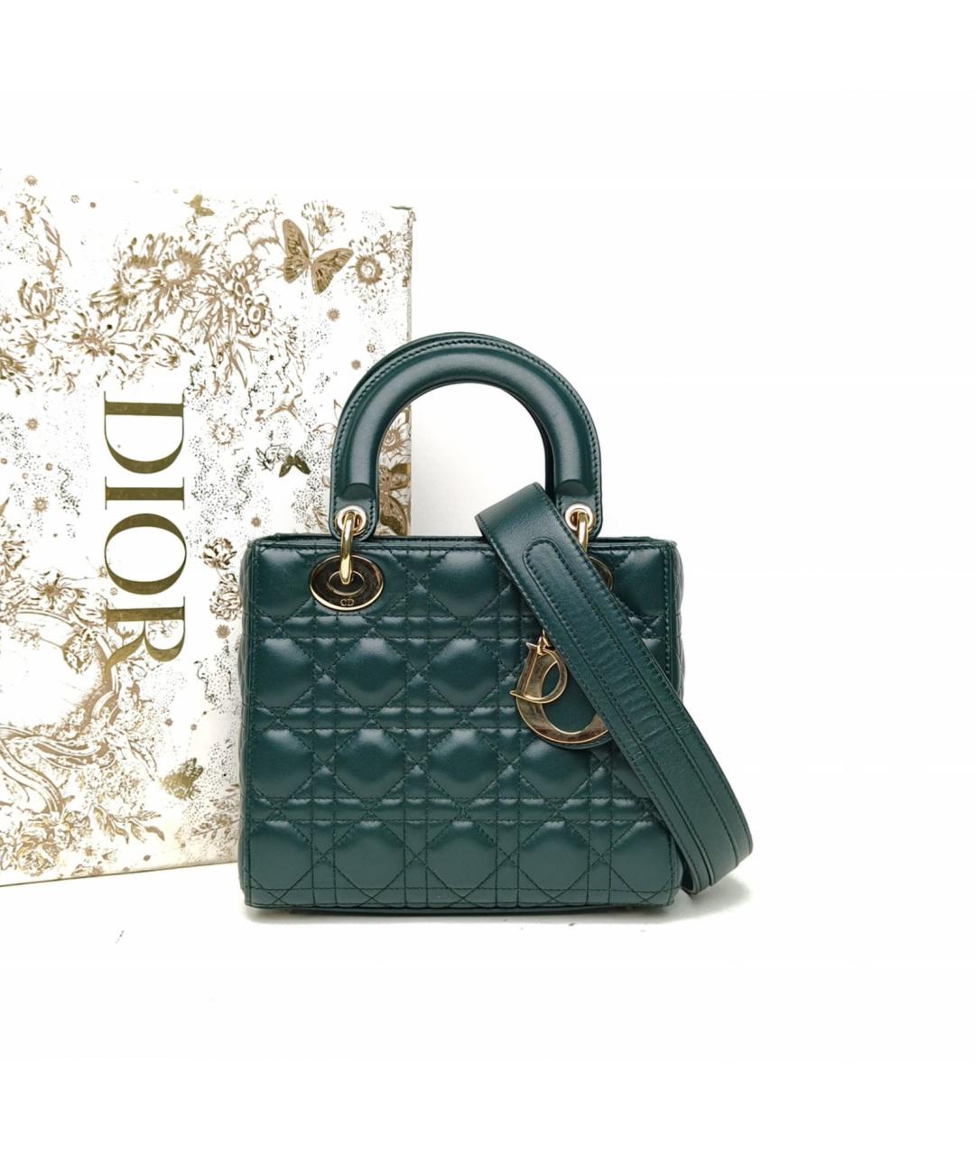 CHRISTIAN DIOR Зеленая кожаная сумка с короткими ручками, фото 9