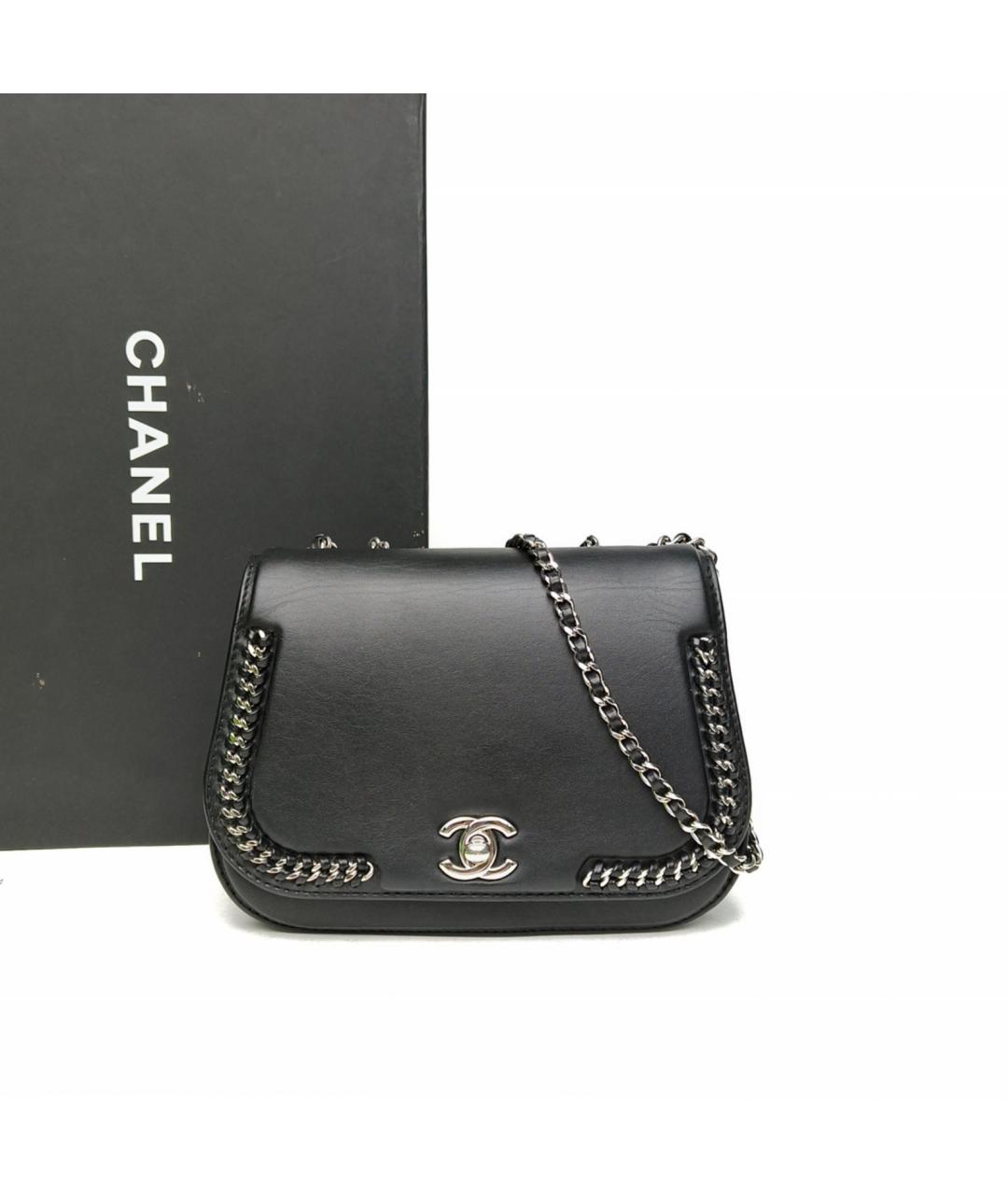 CHANEL Черная кожаная сумка через плечо, фото 9