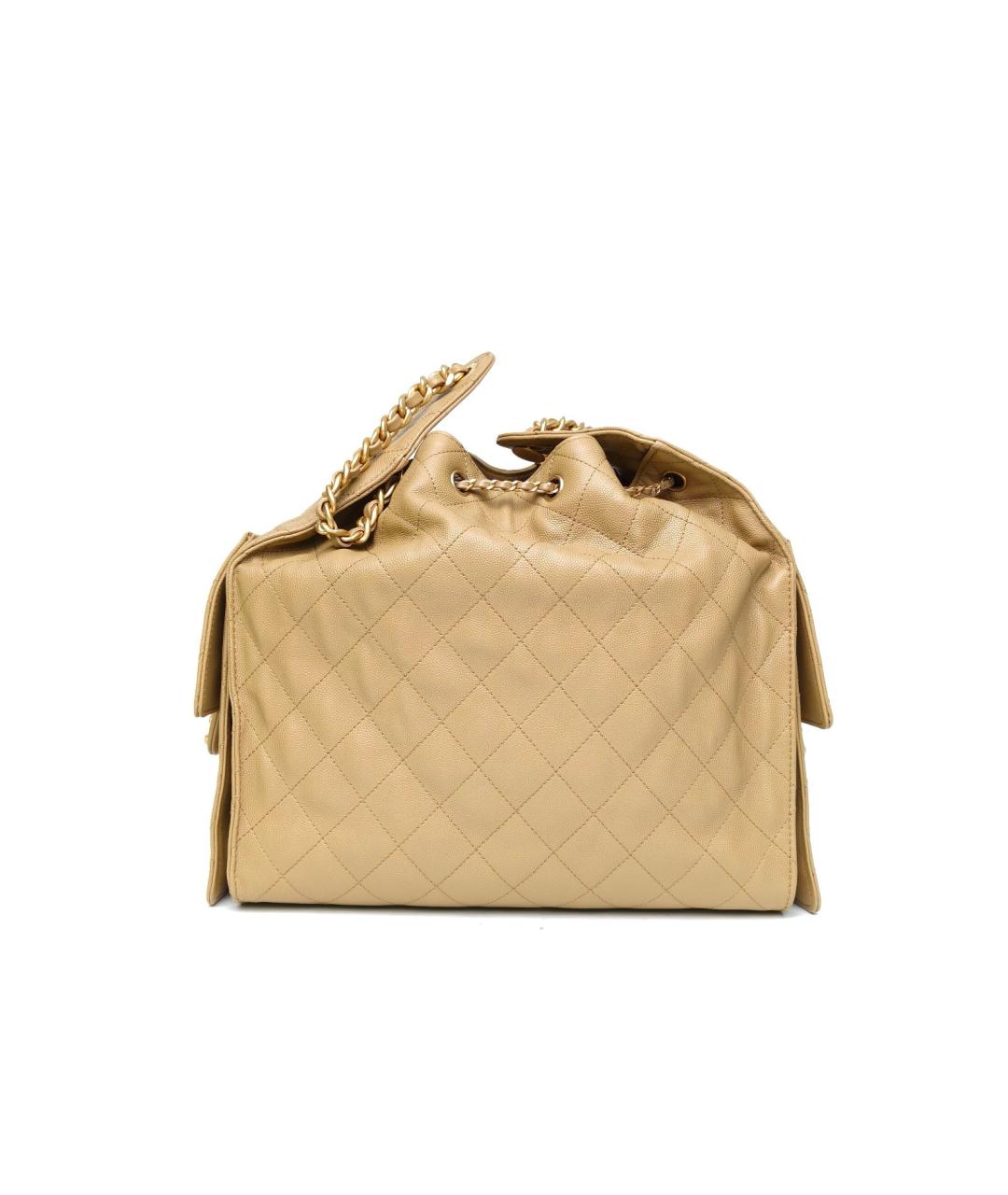 CHANEL Бежевая кожаная сумка через плечо, фото 4